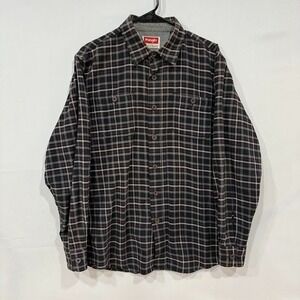 VTG Y2K Wrangler Flannel Shirt Men's M Plaid‎ Button Up Cotton Premium